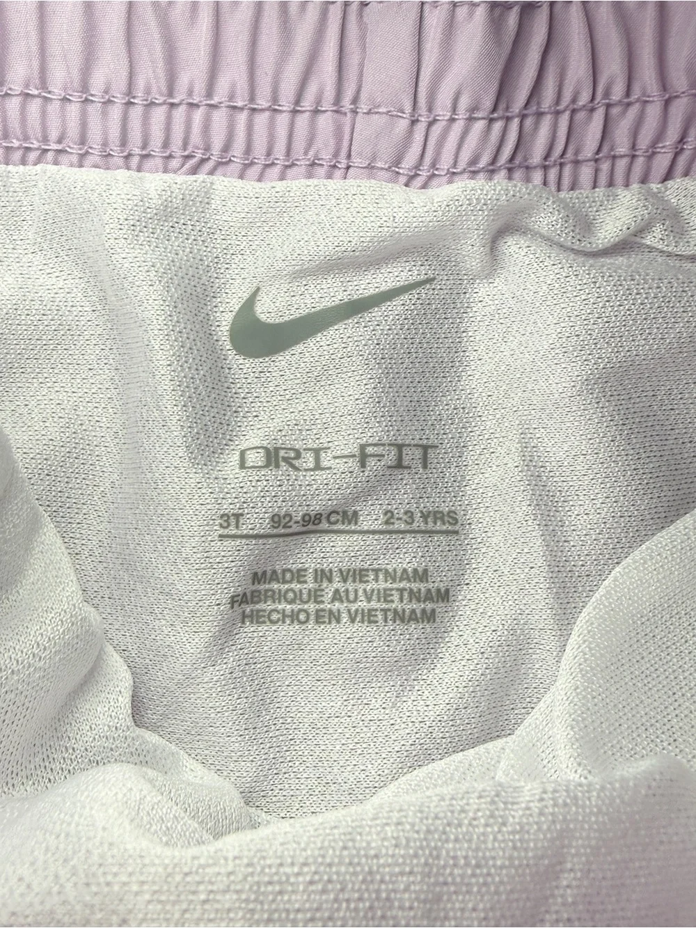 Nike Toddler Lavender Athletic Shorts with White Swoosh